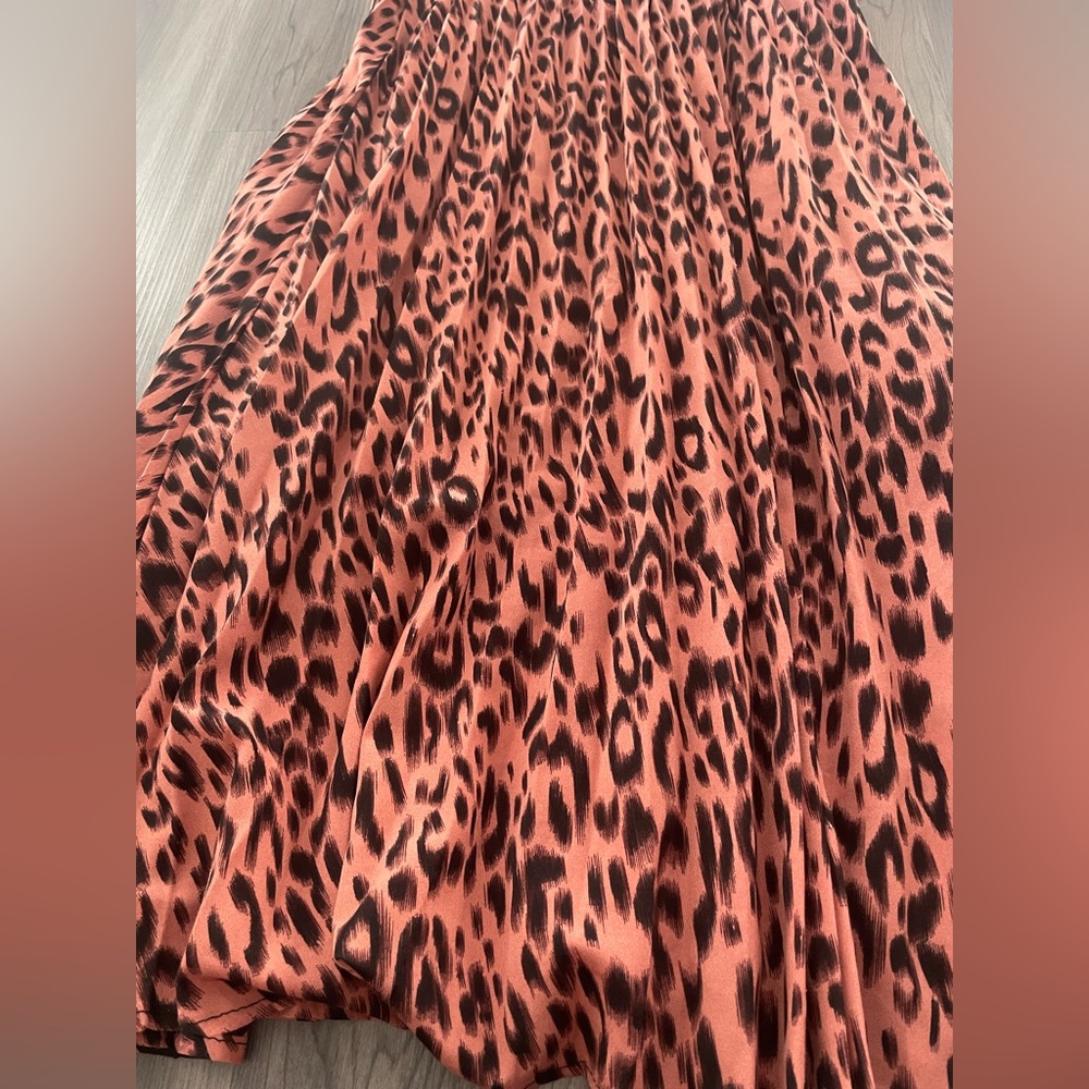 Chartou Pink and Black Pleated Animal Print A-Line MIDI Skirt Size Medium - Picture 5 of 10